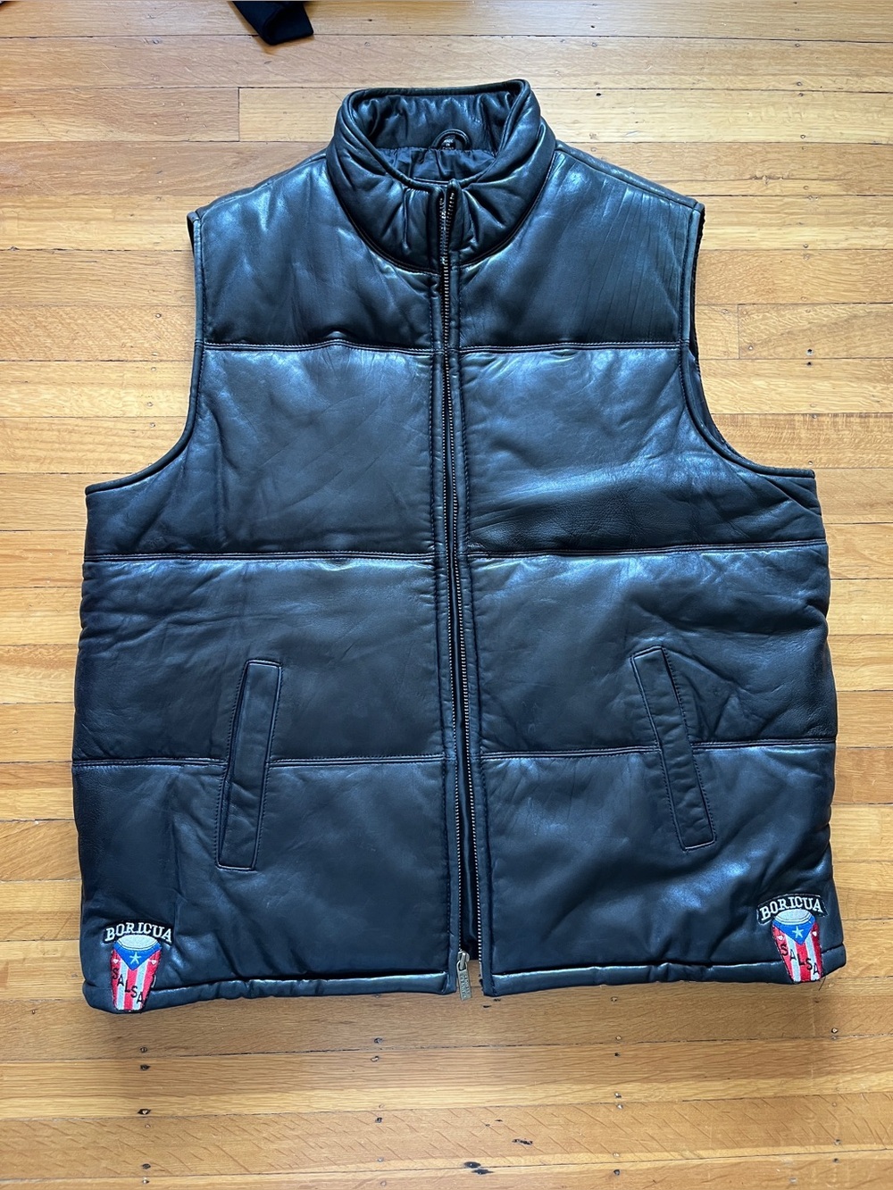 Lambskin buttery leather puffer vest Bad Bunny Boricua Salsa PR conjeo malo XL